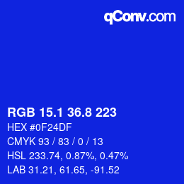 カラーコード: RGB 15.1 36.8 223 | qconv.com