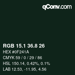 Color code: RGB 15.1 36.8 26 | qconv.com