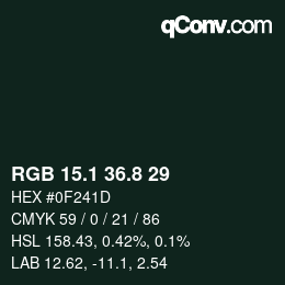 カラーコード: RGB 15.1 36.8 29 | qconv.com