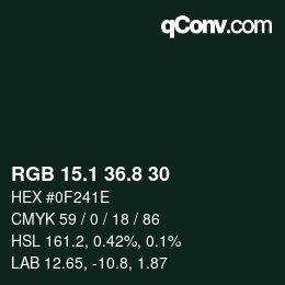 カラーコード: RGB 15.1 36.8 30 | qconv.com