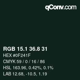 Color code: RGB 15.1 36.8 31 | qconv.com