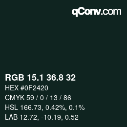 Color code: RGB 15.1 36.8 32 | qconv.com