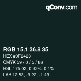 カラーコード: RGB 15.1 36.8 35 | qconv.com