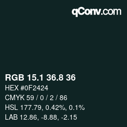 Color code: RGB 15.1 36.8 36 | qconv.com