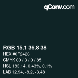 カラーコード: RGB 15.1 36.8 38 | qconv.com