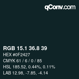 Color code: RGB 15.1 36.8 39 | qconv.com