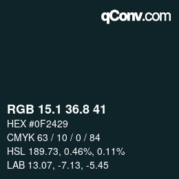 Color code: RGB 15.1 36.8 41 | qconv.com