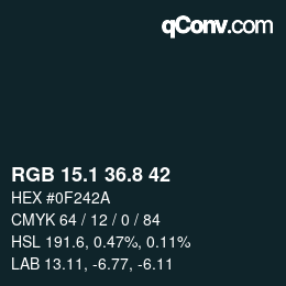 Color code: RGB 15.1 36.8 42 | qconv.com