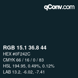 カラーコード: RGB 15.1 36.8 44 | qconv.com