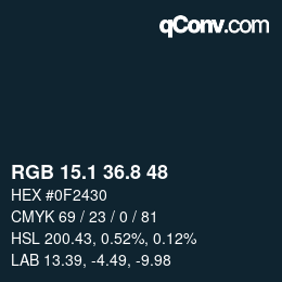 カラーコード: RGB 15.1 36.8 48 | qconv.com