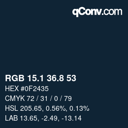 カラーコード: RGB 15.1 36.8 53 | qconv.com