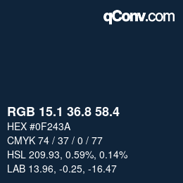 カラーコード: RGB 15.1 36.8 58.4 | qconv.com