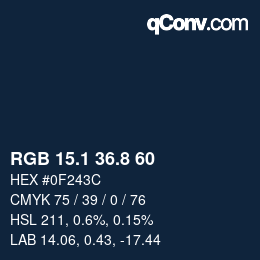 Color code: RGB 15.1 36.8 60 | qconv.com