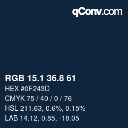 Color code: RGB 15.1 36.8 61 | qconv.com