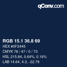 Color code: RGB 15.1 36.8 69 | qconv.com