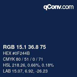 Color code: RGB 15.1 36.8 75 | qconv.com
