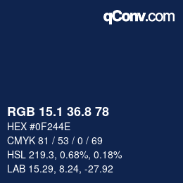Color code: RGB 15.1 36.8 78 | qconv.com