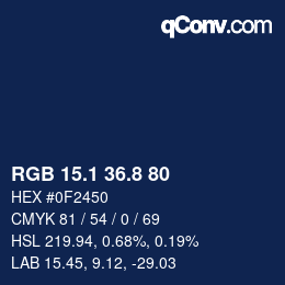 Color code: RGB 15.1 36.8 80 | qconv.com