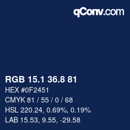 Color code: RGB 15.1 36.8 81 | qconv.com
