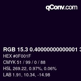 カラーコード: RGB 15.3 0.40000000000001 31 | qconv.com
