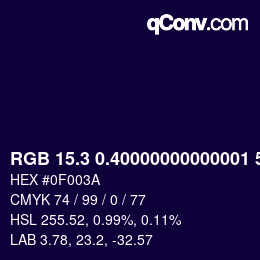 カラーコード: RGB 15.3 0.40000000000001 58 | qconv.com