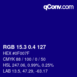 カラーコード: RGB 15.3 0.4 127 | qconv.com