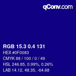 カラーコード: RGB 15.3 0.4 131 | qconv.com