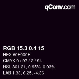 カラーコード: RGB 15.3 0.4 15 | qconv.com