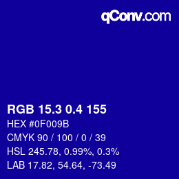 カラーコード: RGB 15.3 0.4 155 | qconv.com