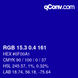 カラーコード: RGB 15.3 0.4 161 | qconv.com