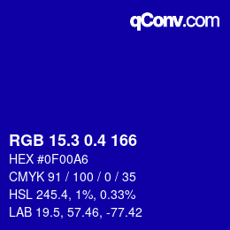 カラーコード: RGB 15.3 0.4 166 | qconv.com