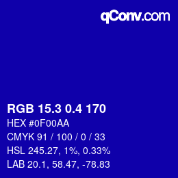 カラーコード: RGB 15.3 0.4 170 | qconv.com