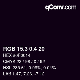 カラーコード: RGB 15.3 0.4 20 | qconv.com
