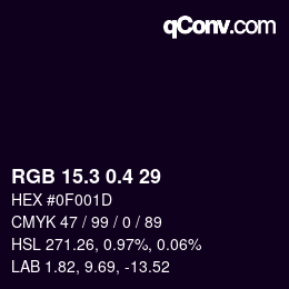 カラーコード: RGB 15.3 0.4 29 | qconv.com