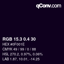 カラーコード: RGB 15.3 0.4 30 | qconv.com