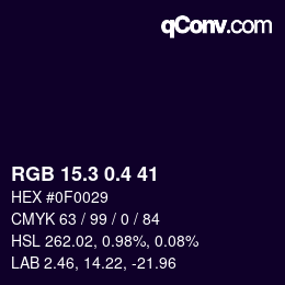 カラーコード: RGB 15.3 0.4 41 | qconv.com