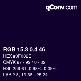 カラーコード: RGB 15.3 0.4 46 | qconv.com