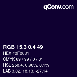 カラーコード: RGB 15.3 0.4 49 | qconv.com