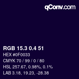 カラーコード: RGB 15.3 0.4 51 | qconv.com