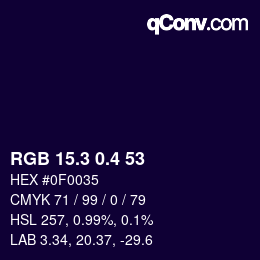 カラーコード: RGB 15.3 0.4 53 | qconv.com