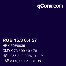 カラーコード: RGB 15.3 0.4 57 | qconv.com