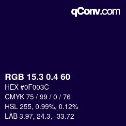 カラーコード: RGB 15.3 0.4 60 | qconv.com