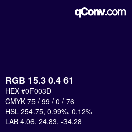 カラーコード: RGB 15.3 0.4 61 | qconv.com