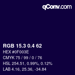 カラーコード: RGB 15.3 0.4 62 | qconv.com
