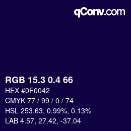 カラーコード: RGB 15.3 0.4 66 | qconv.com