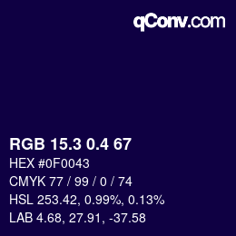 カラーコード: RGB 15.3 0.4 67 | qconv.com