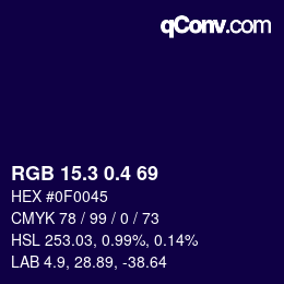 カラーコード: RGB 15.3 0.4 69 | qconv.com