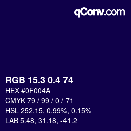 カラーコード: RGB 15.3 0.4 74 | qconv.com
