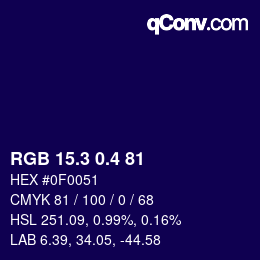 カラーコード: RGB 15.3 0.4 81 | qconv.com