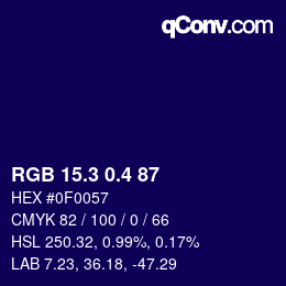 カラーコード: RGB 15.3 0.4 87 | qconv.com